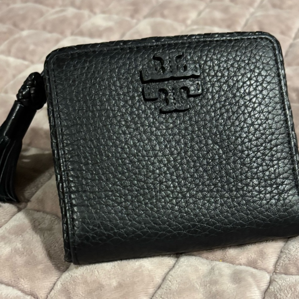 Tory Burch Black Pebbled Leather Wallet
